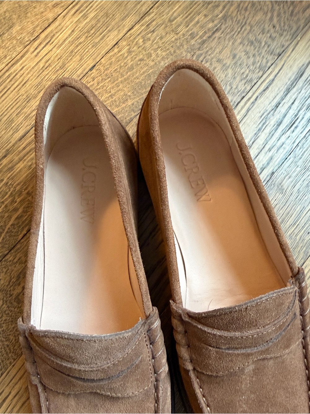 Women’s new Winona J Crew Penny Loafers in Brown Suede 8 color is castana brown - Picture 7 of 10